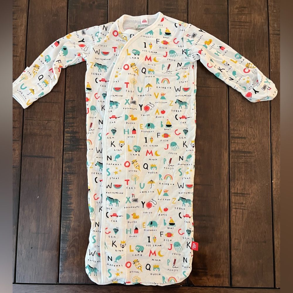 Magnificent Baby Magnetic Me Modal 2 Piece Gown and Hat Set- Alphabet